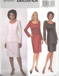 4067 BUTTERICK EZ JACKET 2 LENGTHS, BUTTON DRESS, SKIRT PATTERN  8-12, 14-18